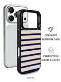GIIPPA Patterned Moments Midnight Whisper Navy Cream Knit Horizontal Stripe Mirror TPU Shockproof Phone Case Large Lens Frame Cover For iPhone Full Series