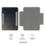 GIIPPA YARA FOLD Detachable Magnetic iPad Case Patterned Moments Knit Cozy Minimal Black White Fine Knit Vertical Stripe Dual Pull Buckle Split Magnetic Protective Shell For All iPad Sizes