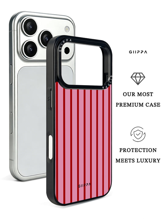 GIIPPA Matte Pink Burgundy Thin Vertical Stripes Shockproof Phone Case For iPhone 11/11 Pro/11 Pro Max/12 Pro Max/13 Pro/13 Pro Max/14 Plus/14 Pro/14 Pro Max/15/15 Plus/15 Pro/15 Pro Max/16/16 Plus/16 Pro/16 Pro Max/16E/17/17 Air/17 Pro/17 Pro Max