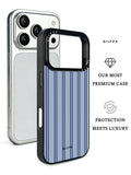 GIIPPA Matte Dusty Blue Navy White Thin Vertical Stripes Shockproof Phone Case For iPhone 11/11 Pro/11 Pro Max/12 Pro Max/13 Pro/13 Pro Max/14 Plus/14 Pro/14 Pro Max/15/15 Plus/15 Pro/15 Pro Max/16/16 Plus/16 Pro/16 Pro Max/16E/17/17 Air/17 Pro/17 Pro Max