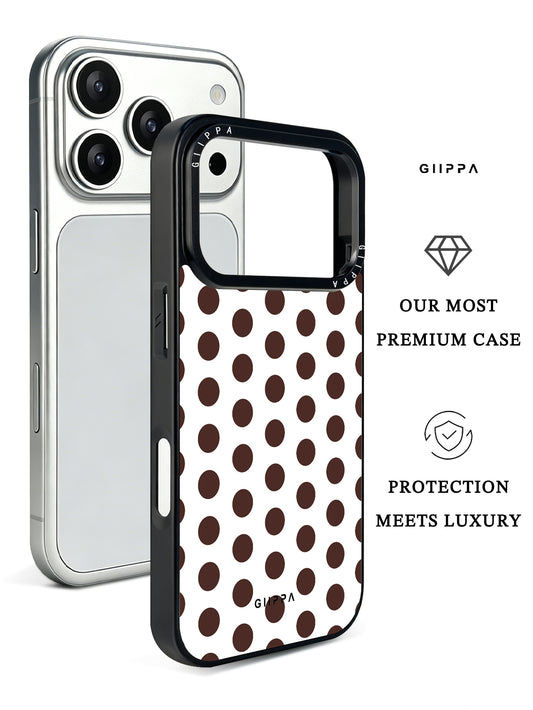 GIIPPA Matte White Chocolate Big Polka Dot Shockproof Phone Case For iPhone 11/11 Pro/11 Pro Max/12 Pro Max/13 Pro/13 Pro Max/14 Plus/14 Pro/14 Pro Max/15/15 Plus/15 Pro/15 Pro Max/16/16 Plus/16 Pro/16 Pro Max/16E/17/17 Air/17 Pro/17 Pro Max
