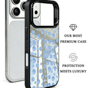 GIIPPA Patterned Moments Midnight Whisper Fresh Light Blue Watercolor Hand-Drawn Irregular Polka Dot Mirror TPU Shockproof Phone Case Large Camera Frame For iPhone 11–17 All Models
