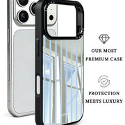 GIIPPA Patterned Moments Midnight Whisper Baby Blue Ultra Thin Vertical Stripe Mirror TPU Shockproof Phone Case Large Lens Frame Cover For iPhone Full Series