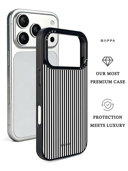 GIIPPA Matte Classic Black White Thin Vertical Stripes Shockproof Phone Case For iPhone 11/11 Pro/11 Pro Max/12 Pro Max/13 Pro/13 Pro Max/14 Plus/14 Pro/14 Pro Max/15/15 Plus/15 Pro/15 Pro Max/16/16 Plus/16 Pro/16 Pro Max/16E/17/17 Air/17 Pro/17 Pro Max