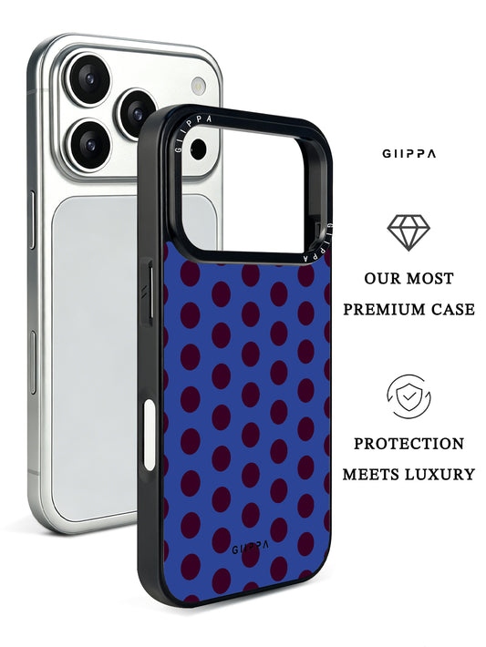 GIIPPA Matte Klein Blue Burgundy Big Polka Dot Shockproof Phone Case For iPhone 11/11 Pro/11 Pro Max/12 Pro Max/13 Pro/13 Pro Max/14 Plus/14 Pro/14 Pro Max/15/15 Plus/15 Pro/15 Pro Max/16/16 Plus/16 Pro/16 Pro Max/16E/17/17 Air/17 Pro/17 Pro Max