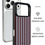 GIIPPA Matte Dark Brown Dusty Blue Wide Vertical Stripes Shockproof Phone Case For iPhone 11/11 Pro/11 Pro Max/12 Pro Max/13 Pro/13 Pro Max/14 Plus/14 Pro/14 Pro Max/15/15 Plus/15 Pro/15 Pro Max/16/16 Plus/16 Pro/16 Pro Max/16E/17/17 Air/17 Pro/17 Pro Max