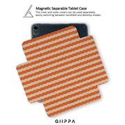GIIPPA YARA FOLD Detachable Magnetic iPad Case Patterned Moments Wave Rush Sunset Orange Cream Wavy Horizontal Stripe Dual Buckle Split Magnetic Cover For All iPad Mini Air Pro