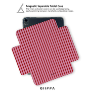 GIIPPA YARA FOLD Detachable Magnetic iPad Case Patterned Moments Vintage Love Blush Nude Burgundy Thin Vertical Stripe Dual Pull Buckle Split Magnetic Protective Cover For All iPad Generations