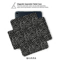 GIIPPA Magnetic Double Buckle iPad Case, Black White Irregular Dot Pattern Folio Cover, Shockproof Protective Case For All iPad Models