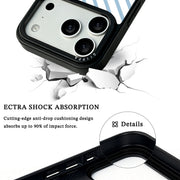 GIIPPA Patterned Moments Midnight Whisper Soft Pastel Light Blue Diagonal Thin Stripe Mirror TPU Shockproof Phone Case Large Camera Frame For iPhone 11–17 All Models