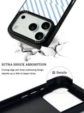 GIIPPA Patterned Moments Midnight Whisper Soft Pastel Light Blue Diagonal Thin Stripe Mirror TPU Shockproof Phone Case Large Camera Frame For iPhone 11–17 All Models