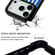 GIIPPA Retro Matte Blue Cream Thick Vertical Striped Protective Case For iPhone 11 12 13 14 15 16 17 Series Pro Max Plus 16E Air