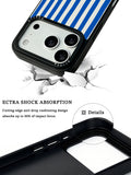 GIIPPA Retro Matte Blue Cream Thick Vertical Striped Protective Case For iPhone 11 12 13 14 15 16 17 Series Pro Max Plus 16E Air