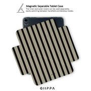 GIIPPA YARA FOLD Detachable Magnetic iPad Case Patterned Moments Urban Calm Modern Khaki Thick Black Vertical Stripe Dual Pull Buckle Split Magnetic Business Protective Shell For All iPad Sizes