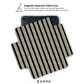 GIIPPA YARA FOLD Detachable Magnetic iPad Case Patterned Moments Urban Calm Modern Khaki Thick Black Vertical Stripe Dual Pull Buckle Split Magnetic Business Protective Shell For All iPad Sizes
