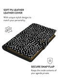 Noir Stipple Dotted Journal, Compact Snap Closure Notebook for Work & University, Aesthetic Black White Speckle Diary for Women