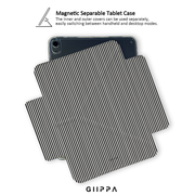 GIIPPA YARA FOLD Detachable Magnetic iPad Case Patterned Moments Knit Cozy Minimal Black White Fine Knit Vertical Stripe Dual Pull Buckle Split Magnetic Protective Shell For All iPad Sizes