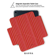 GIIPPA YARA FOLD Detachable Magnetic iPad Case Patterned Moments Wine Tender Romantic Blush Red Vertical Stripe Dual Pull Buckle Split Protective Cover For All iPad Sizes