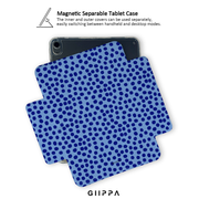 GIIPPA YARA FOLD Detachable Magnetic iPad Case Patterned Moments Blue Cheer Soft Pale Navy Irregular Polka Dot Dual Buckle Split Protective Shell For All iPad Generations