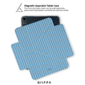 GIIPPA YARA FOLD Detachable Magnetic iPad Case Patterned Moments Seaside Rest Pastel Baby Blue Off White Ultra Thin Vertical Stripe Dual Pull Buckle Split Magnetic Calm Protective Shell For All iPad Models