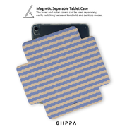 GIIPPA YARA FOLD Detachable Magnetic iPad Case Patterned Moments Pastel Bliss Muted Lavender Beige Dual Pastel Wavy Horizontal Stripe Dual Buckle Split Magnetic Dreamy Gentle Protective Cover For All iPad Generations