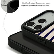 GIIPPA Patterned Moments Midnight Whisper Navy Cream Knit Horizontal Stripe Mirror TPU Shockproof Phone Case Large Lens Frame Cover For iPhone Full Series