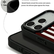 GIIPPA Patterned Moments Midnight Whisper Burgundy Red Wide Vertical Stripe Mirror TPU Shockproof Phone Case Large Lens Frame Cover For iPhone Full Series