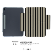 GIIPPA YARA FOLD Detachable Magnetic iPad Case Patterned Moments Urban Calm Modern Khaki Thick Black Vertical Stripe Dual Pull Buckle Split Magnetic Business Protective Shell For All iPad Sizes