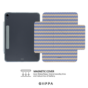 GIIPPA YARA FOLD Detachable Magnetic iPad Case Patterned Moments Pastel Bliss Muted Lavender Beige Dual Pastel Wavy Horizontal Stripe Dual Buckle Split Magnetic Dreamy Gentle Protective Cover For All iPad Generations