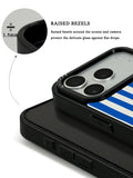 GIIPPA Retro Matte Blue Cream Thick Vertical Striped Protective Case For iPhone 11 12 13 14 15 16 17 Series Pro Max Plus 16E Air