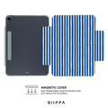 GIIPPA YARA FOLD Detachable Magnetic iPad Case Patterned Moments Coastal Breeze Retro Nautical White Royal Blue Thick Vertical Stripe Dual Buckle Split Magnetic Summer Protective Cover For All iPad Mini Air Pro
