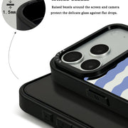 GIIPPA Patterned Moments Midnight Whisper Dusty Blue Silver Wavy Horizontal Stripe Mirror TPU Shockproof Phone Case Large Lens Frame Protective Shell For iPhone Full Series