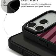 GIIPPA Matte Dusty Rose Burgundy Flat Horizontal Stripes Shockproof Phone Case For iPhone 11/11 Pro/11 Pro Max/12 Pro Max/13 Pro/13 Pro Max/14 Plus/14 Pro/14 Pro Max/15/15 Plus/15 Pro/15 Pro Max/16/16 Plus/16 Pro/16 Pro Max/16E/17/17 Air/17 Pro/17 Pro Max