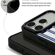 GIIPPA Patterned Moments Midnight Whisper Blue Beige Double Thin Vertical Stripe Mirror TPU Shockproof Phone Case Large Lens Protective Shell For iPhone Full Series