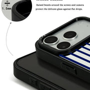 GIIPPA Patterned Moments Midnight Whisper Navy Blue Thin Vertical Stripe Mirror TPU Shockproof Phone Case Large Lens Frame Cover For iPhone Full Series