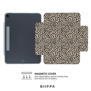 GIIPPA YARA FOLD Detachable Magnetic iPad Case Patterned Moments Velvet Date Dusty Mauve Burgundy Wide Velvet Tone Horizontal Stripe Dual Pull Buckle Split Magnetic Vintage Romantic Protective Shell For All iPad Models