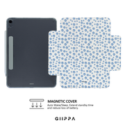GIIPPA YARA FOLD Detachable Magnetic iPad Case Patterned Moments Sky Dream White Base Watercolor Irregular Mixed Size Light Blue Polka Dot Dual Pull Buckle Split Magnetic Pastel Protective Shell For All iPad Sizes