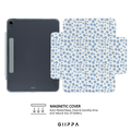 GIIPPA YARA FOLD Detachable Magnetic iPad Case Patterned Moments Sky Dream White Base Watercolor Irregular Mixed Size Light Blue Polka Dot Dual Pull Buckle Split Magnetic Pastel Protective Shell For All iPad Sizes