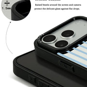 GIIPPA Patterned Moments Midnight Whisper Sky Blue Slim Thin Vertical Stripe Mirror TPU Shockproof Phone Case Large Lens Frame Cover For iPhone Full Series
