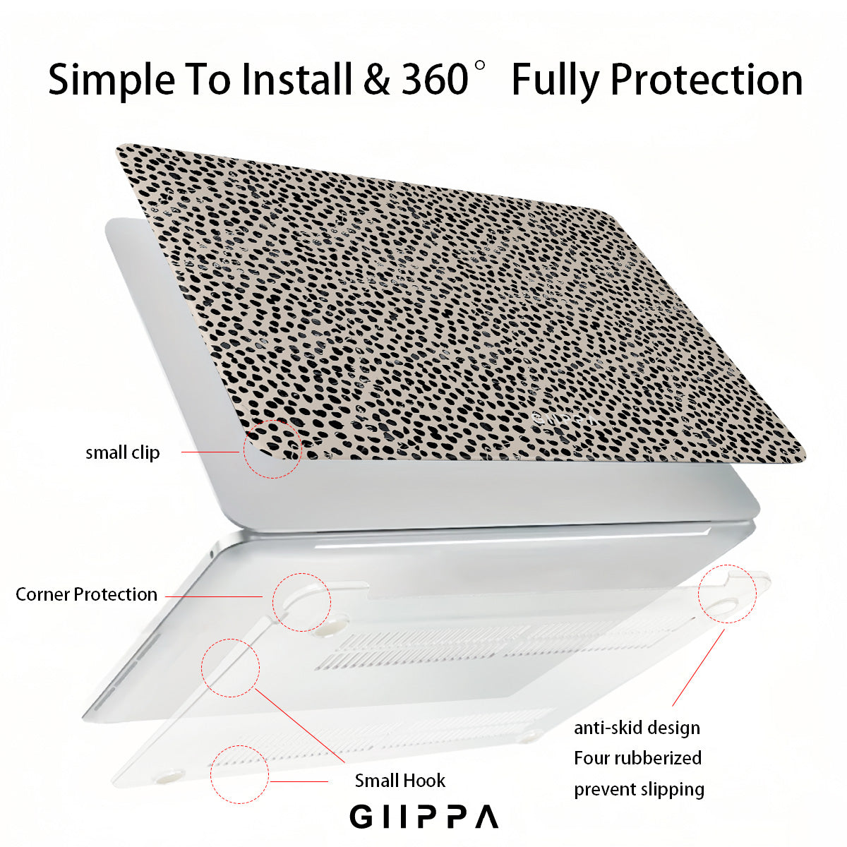 GIIPPA Beige & Black Dalmatian Spotted Laptop Case | Protective Cover Compatible with MacBook Air/Pro 13/14/15/16 Inch (2016-2026 Models)