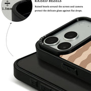 GIIPPA Retro Matte Coffee Cream Wavy Striped Protective Case For iPhone 11 12 13 14 15 16 17 Series Pro Max Plus 16E Air