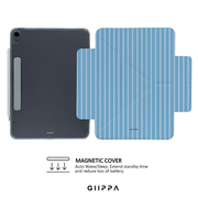 GIIPPA YARA FOLD Detachable Magnetic iPad Case Patterned Moments Mocha Soul Ash Grey Rich Mocha Coffee Brown Thick Vertical Stripe Dual Pull Buckle Split Magnetic Retro Coffee Shop Protective Shell For All iPad Sizes