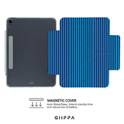 GIIPPA YARA FOLD Detachable Magnetic iPad Case Patterned Moments Ocean Joy Vibrant Sky Navy Dual Blue Thin Vertical Stripe Dual Buckle Split Magnetic Coastal Protective Cover For All iPad Generations