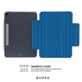 GIIPPA YARA FOLD Detachable Magnetic iPad Case Patterned Moments Ocean Joy Vibrant Sky Navy Dual Blue Thin Vertical Stripe Dual Buckle Split Magnetic Coastal Protective Cover For All iPad Generations