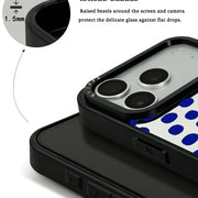 GIIPPA Patterned Moments Midnight Whisper Bright Blue Hand Drawn Irregular Dot Mirror TPU Shockproof Phone Case Large Lens Cover For iPhone 11 12 13 14 15 16 17 All Series 16E 17 Air