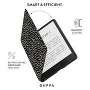 SATIN Kindle Case with Hand Strap | Midnight Whisper Patterned Moments | Soft Matte PU Protective Cover for Kindle Paperwhite & All Kindle Models, Secure One-Handed Reading Grip