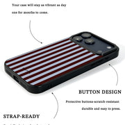 GIIPPA Matte Dark Brown Dusty Blue Wide Vertical Stripes Shockproof Phone Case For iPhone 11/11 Pro/11 Pro Max/12 Pro Max/13 Pro/13 Pro Max/14 Plus/14 Pro/14 Pro Max/15/15 Plus/15 Pro/15 Pro Max/16/16 Plus/16 Pro/16 Pro Max/16E/17/17 Air/17 Pro/17 Pro Max