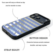 GIIPPA Patterned Moments Midnight Whisper Dusty Blue Silver Wavy Horizontal Stripe Mirror TPU Shockproof Phone Case Large Lens Frame Protective Shell For iPhone Full Series