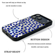GIIPPA Patterned Moments Midnight Whisper Bright Blue Hand Drawn Irregular Dot Mirror TPU Shockproof Phone Case Large Lens Cover For iPhone 11 12 13 14 15 16 17 All Series 16E 17 Air