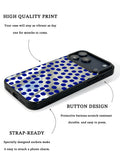 GIIPPA Patterned Moments Midnight Whisper Bright Blue Hand Drawn Irregular Dot Mirror TPU Shockproof Phone Case Large Lens Cover For iPhone 11 12 13 14 15 16 17 All Series 16E 17 Air